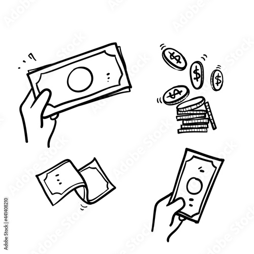 hand drawn doodle money illustration vector isolated