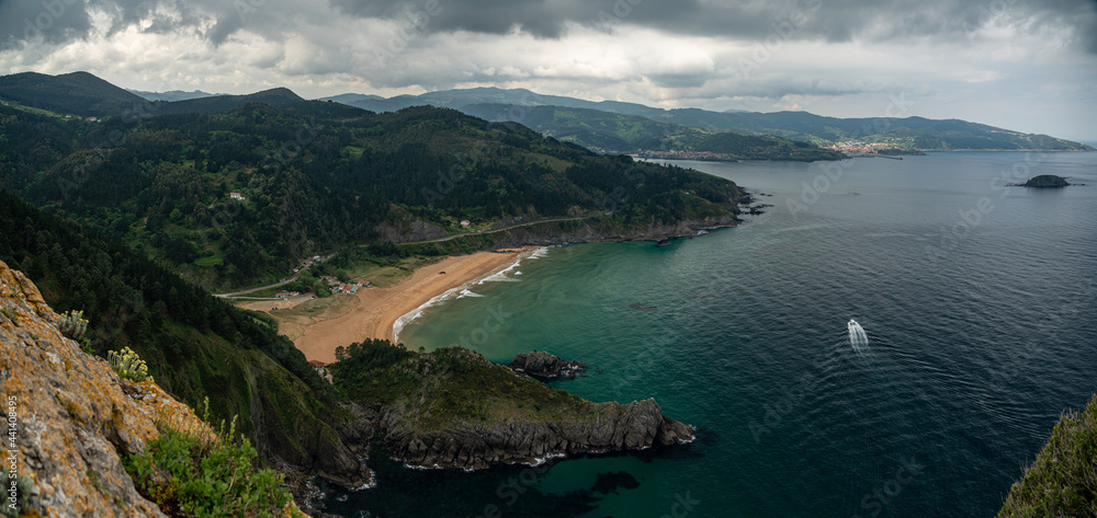 Laga beach and view of Urdaibai and Cantabrian coast from Ogoño viewpoint, Bizkaia, Basque Country Laga beach and view of Urdaibai and Cantabrian coast from Ogoño viewpoint, Bizkaia, Basque Country