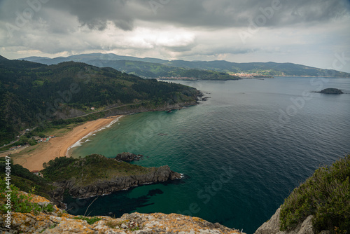 Laga beach and view of Urdaibai and Cantabrian coast from Ogoño viewpoint, Bizkaia, Basque Country photo