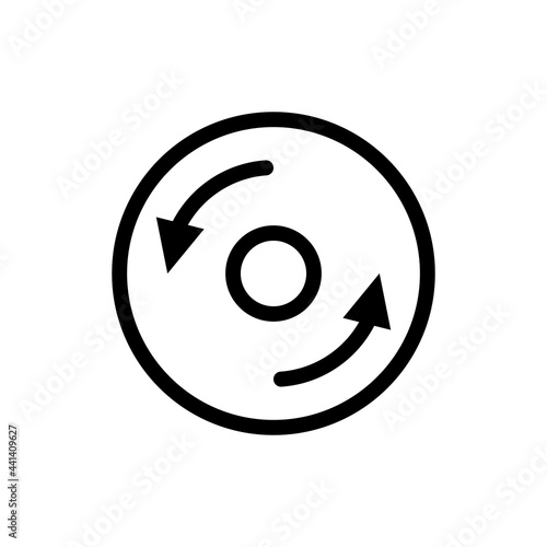 Counterclockwise rotating disk icon on a white background.