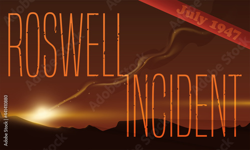Falling Object View to Commemorate Roswell Incident, Vector Illustration photo