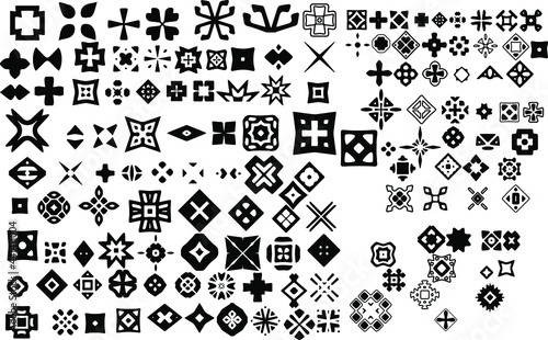  Universal black and white geometric vector icons isolated for graphic design