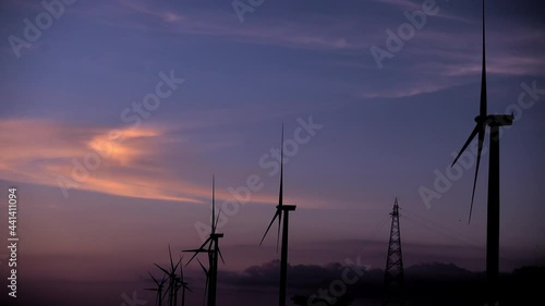 Windturbine at sunset for clean power 