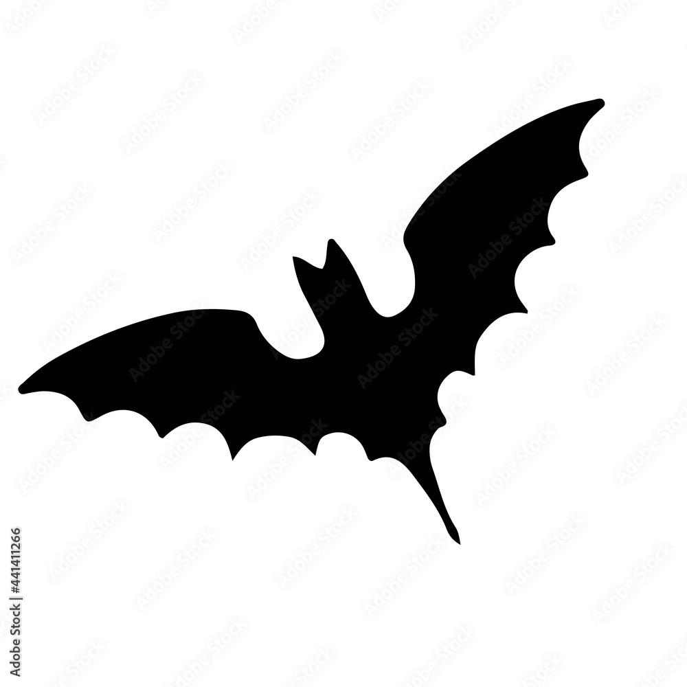 Simple silhouette of a black bat. Vector illustration isolated on white background Simple silhouette of a black bat. Vector illustration isolated on white background