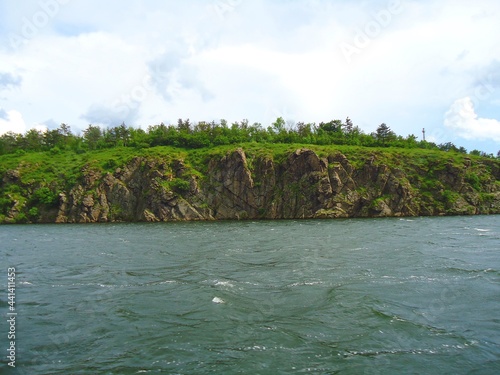 Landscape of the Dnieper River and the island of Khortytsya in Ukraine. photo