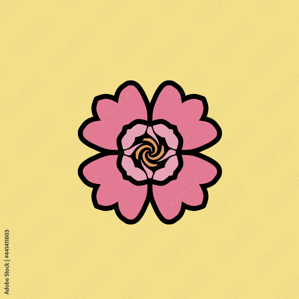 pink flowers on a yellow background pink flowers on a yellow background