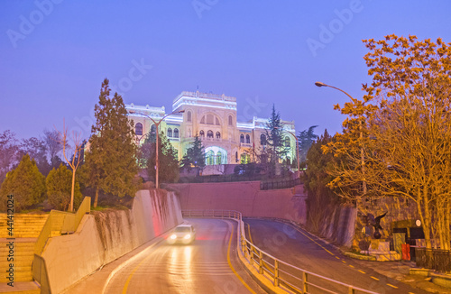 The evening view on facade of Museum of Fine Arts in Ankara, Turkey photo