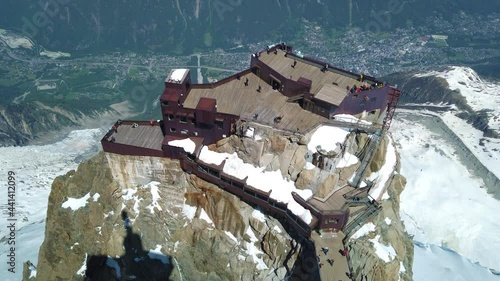 View from the Aiguille du Midi plateform near Chamonix Mont-Blanc