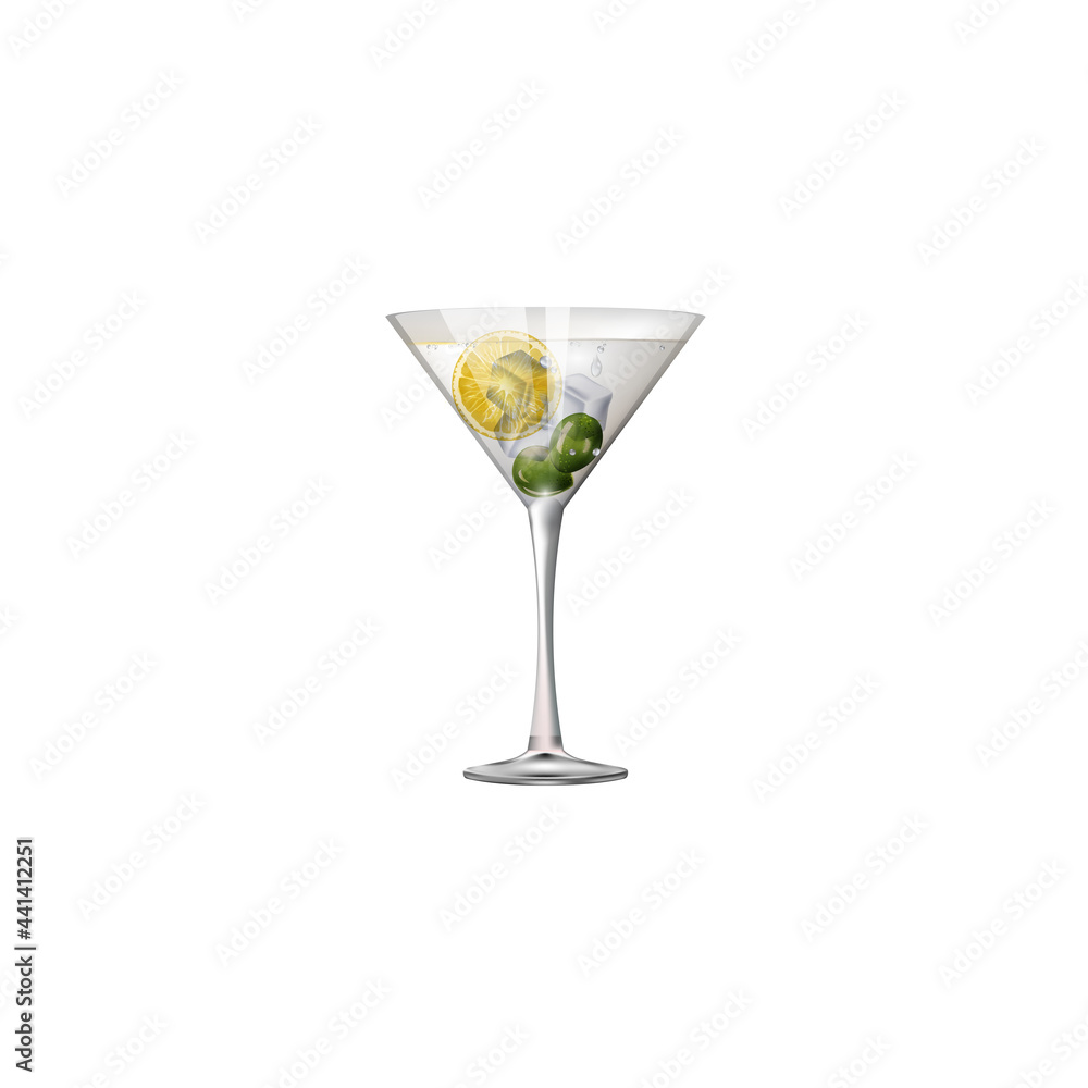 glass cocktail in an elegant cup isolated on white background. continuous line drawing doodle minimalist design.