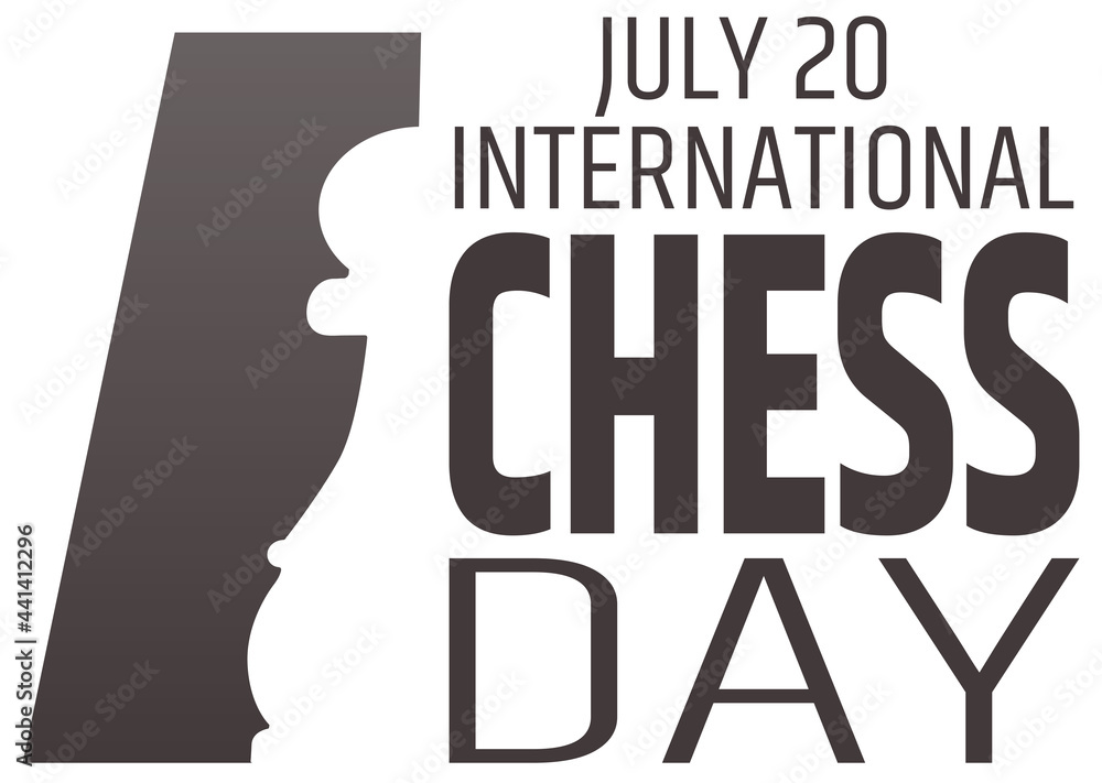 Chess day greeting card. Chess pawn silhouette. International chess day. 20 july