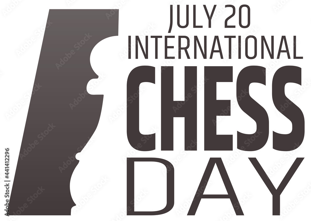 Chess day greeting card. Chess pawn silhouette. International chess day. 20 july Chess day greeting card. Chess pawn silhouette. International chess day. 20 july