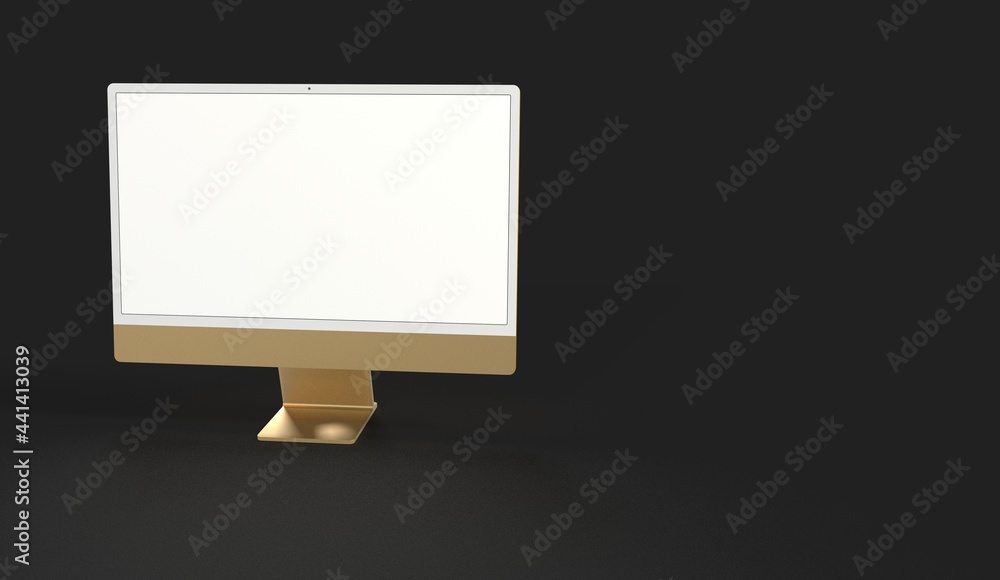 Computer display mock up with blank white screen. Stylish desktop computer mockup 3D Computer display mock up with blank white screen. Stylish desktop computer mockup 3D