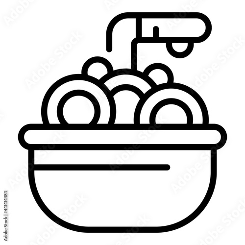 Washing dish icon. Outline Washing dish vector icon for web design isolated on white background
