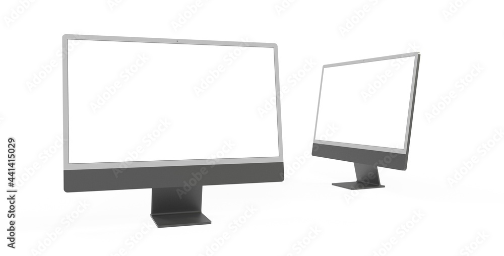 Realistic flat screen computer monitor 3de style mockup with blank screen isolated 3d Realistic flat screen computer monitor 3de style mockup with blank screen isolated 3d