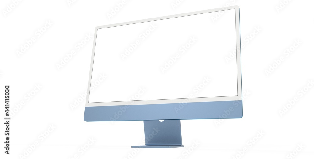 Workspace blank screen desktop computer, Mockup computer blue Workspace blank screen desktop computer, Mockup computer blue