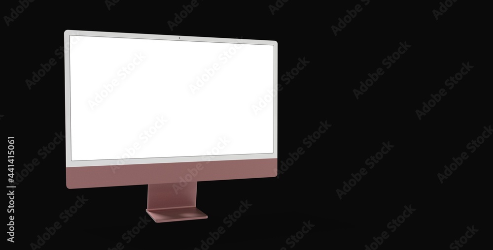 Workspace blank screen desktop computer, Mockup computer background dark black Workspace blank screen desktop computer, Mockup computer background dark black