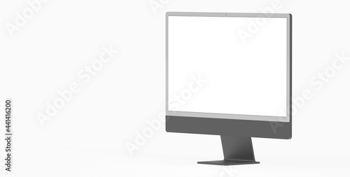Workspace blank screen desktop computer, Mockup computer black dark