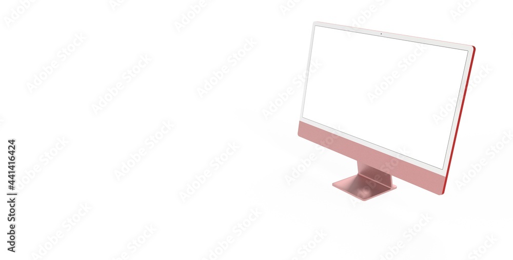 Realistic flat screen computer monitor 3d style mockup with blank screen isolated 3d Realistic flat screen computer monitor 3d style mockup with blank screen isolated 3d