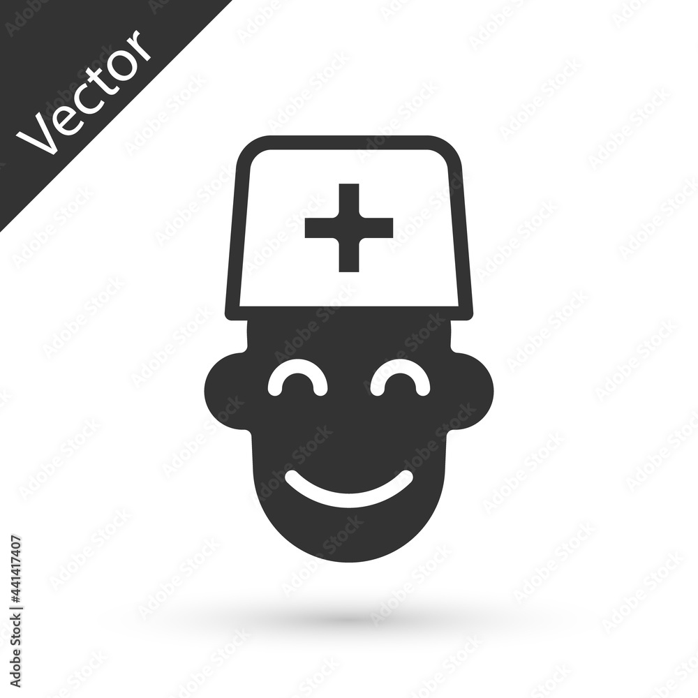 Grey Male doctor icon isolated on white background. Vector