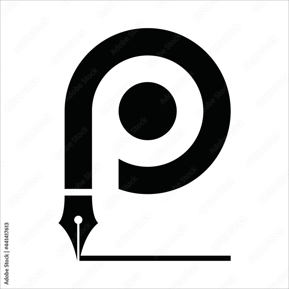 simple creative write letter P design logo vector simple creative write letter P design logo vector