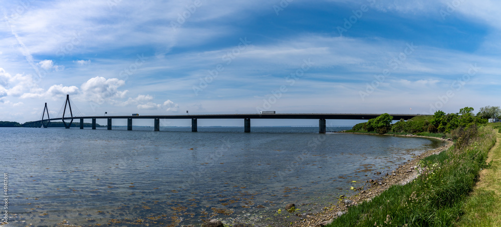 panorama view ofthe Faro pridge across the Storstrommen Sound in Denmark