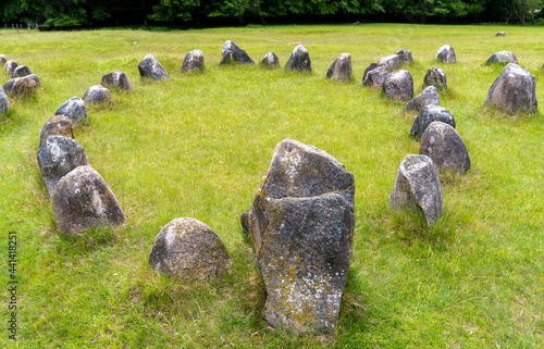 Canvas Print stone circle at the major Viking burial site in Lindholm Hills in northern Denma