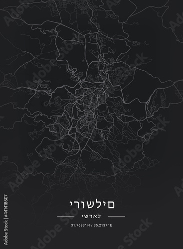 Map of Jerusalem, Israel