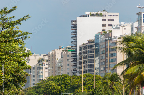Copacabana neighborhood buildings in Rio de Janeiro.