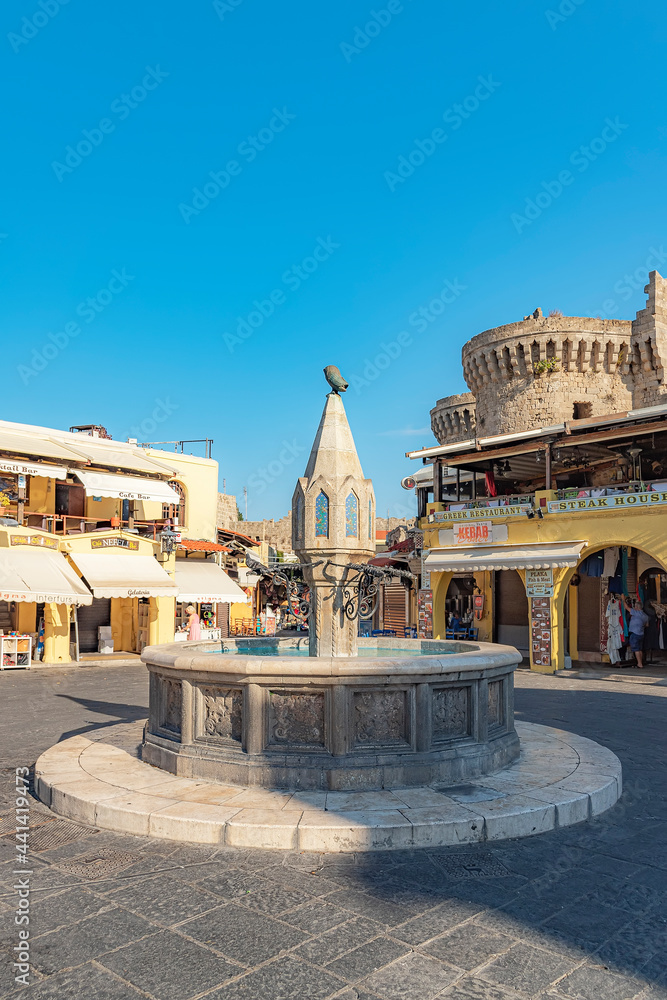 Rhodes Hippocrates Old Town Square Fountain
