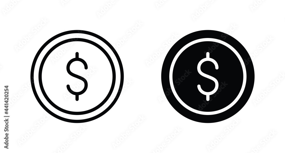Dollar Coin icon vector for computer, web and mobile app Dollar Coin icon vector for computer, web and mobile app