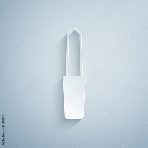 Paper cut Nail file icon isolated on grey background. Manicure tool. Paper art style. Vector