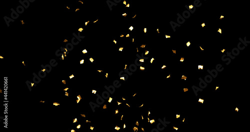 Golden Confetti Stock Image In Black Background
