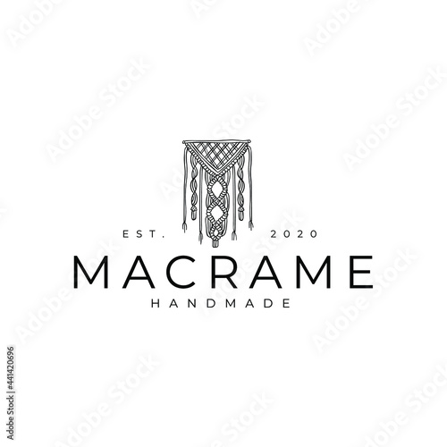 Macrame Bohemian Knot Rustic Drawing Logo Vector Illustration Template Icon Design photo