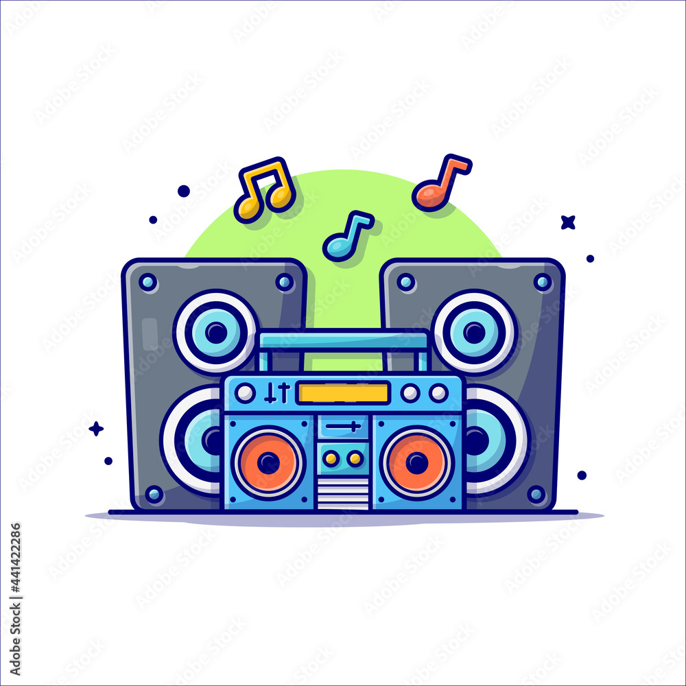 Retro Portable Radio Cassete Recorder with Sound Speaker and Notes of Music  Cartoon Vector Icon Illustration. Art Object Icon Concept Isolated Premium  Vector. Flat Cartoon Style vector de Stock | Adobe Stock