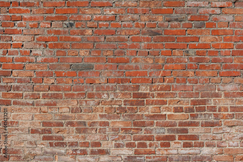 Red brick wall, old brick, grunge texture background.