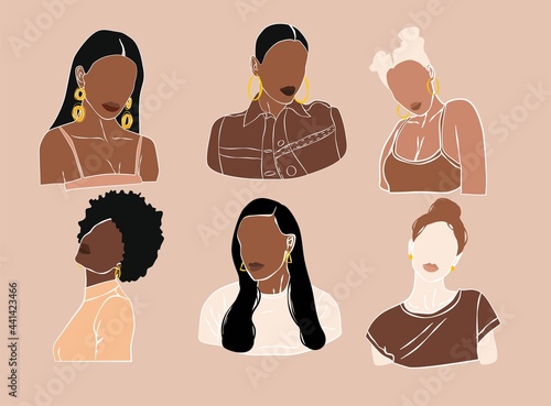 Clipart of a girls with gold earrings.