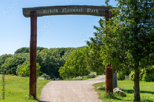 the gate and entrance to the Rebild National Park in northern Denmark photo