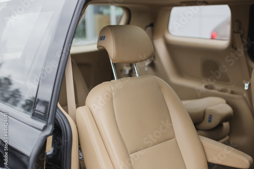 Back passenger seats in modern luxury car