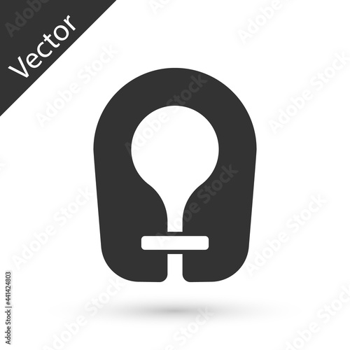Grey Life jacket icon isolated on white background. Life vest icon. Extreme sport. Sport equipment. Vector