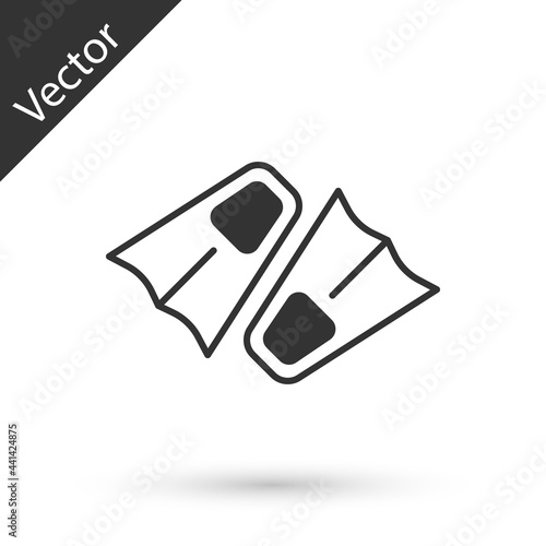 Grey Rubber flippers for swimming icon isolated on white background. Diving equipment. Extreme sport. Diving underwater equipment. Vector