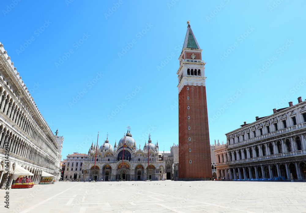 Piazza San Marco in Venice without tourists during the lockdown caused by the CoronaVirus
