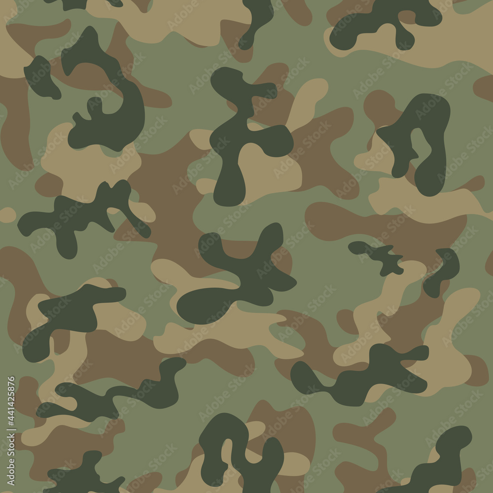 Fototapeta premium Camouflage military background, pattern repeat, army texture. Forest design.