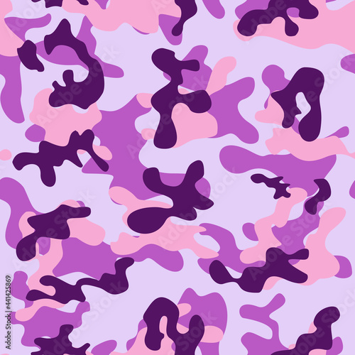 Camouflage female vector trendy pattern for printing, geometric seamless pattern pink background.