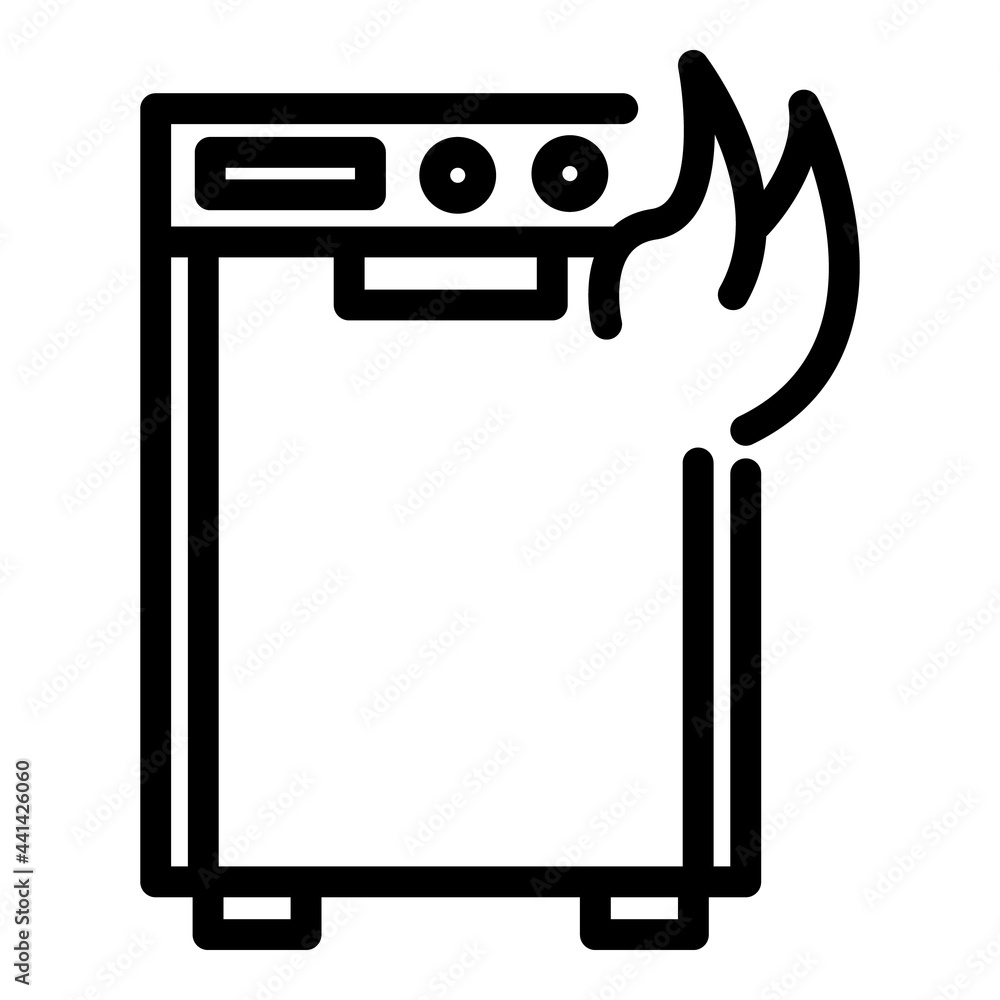 Repair dishwasher fire icon. Outline Repair dishwasher fire vector icon for web design isolated on white background Repair dishwasher fire icon. Outline Repair dishwasher fire vector icon for web design isolated on white background