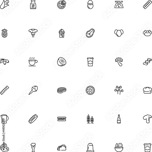icon vector icon set such as: leaves, measure, kiwifruit, suillus, symbols, steamer, maize, branch, bottle, bacterial, field, wild, beer, spiral, dessert, risk, pork, gluten, celebration, rabies