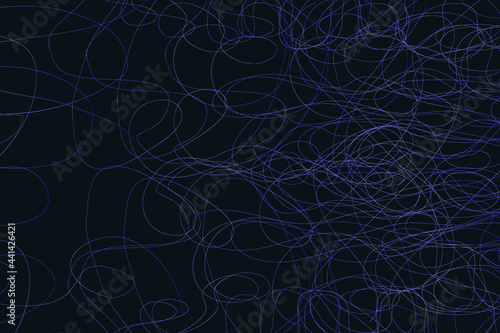 Abstract pattern randomly arranged lines by contours of ellipses design on dark background