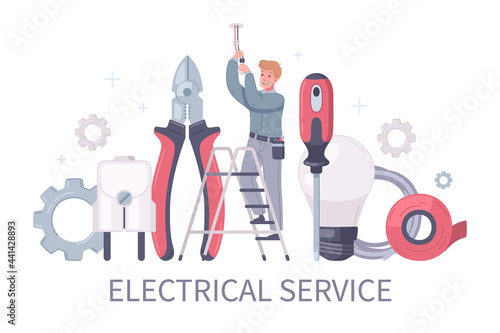 Electrical Service Cartoon Composition