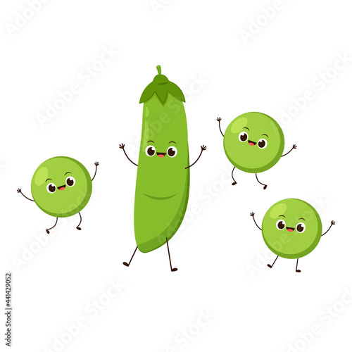 Peas character design. Peas on white background.