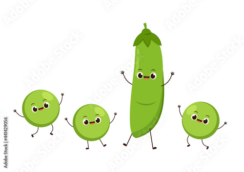 Peas character design. Peas on white background.