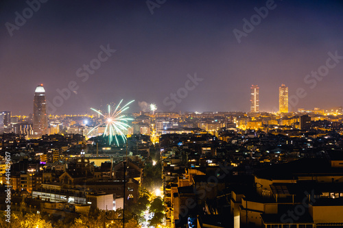 Photography fireworks in San Juan night in Barcelona